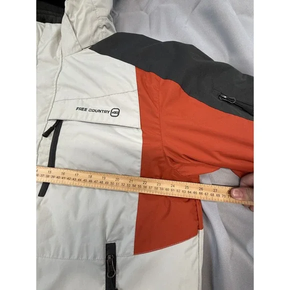 Free Country Jacket Mens Large Gray‎ Red Black FCXtreme Hooded